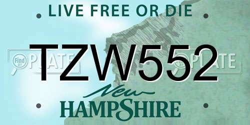 TZW552 New Hampshire License Plate