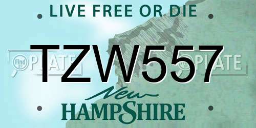 TZW557 New Hampshire License Plate