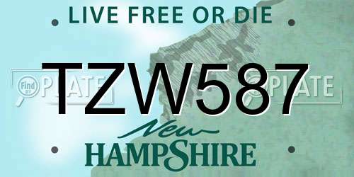 TZW587 New Hampshire License Plate