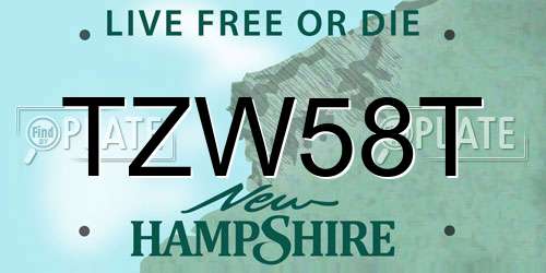 TZW58T New Hampshire License Plate