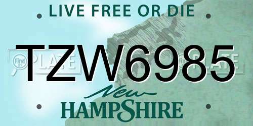 TZW6985 New Hampshire License Plate