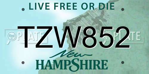 TZW852 New Hampshire License Plate