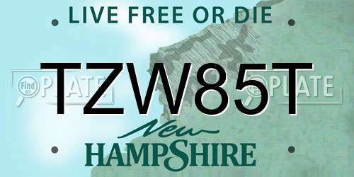 TZW85T New Hampshire License Plate