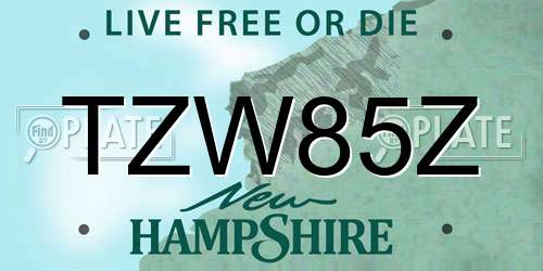 TZW85Z New Hampshire License Plate