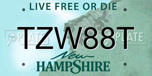TZW88T New Hampshire License Plate