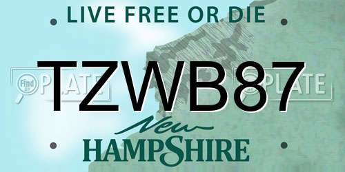 TZWB87 New Hampshire License Plate