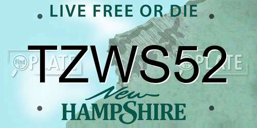 TZWS52 New Hampshire License Plate