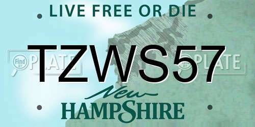 TZWS57 New Hampshire License Plate