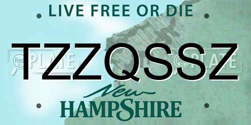 TZZQSSZ New Hampshire License Plate