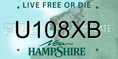 U108XB New Hampshire License Plate