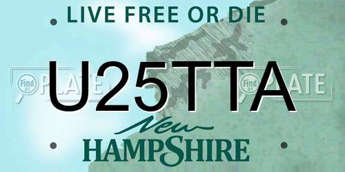 U25TTA New Hampshire License Plate