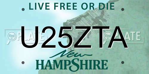 U25ZTA New Hampshire License Plate