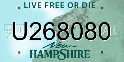 U268080 New Hampshire License Plate
