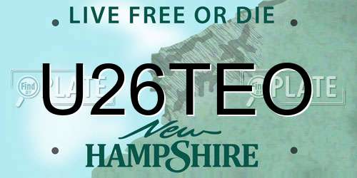 U26TEO New Hampshire License Plate