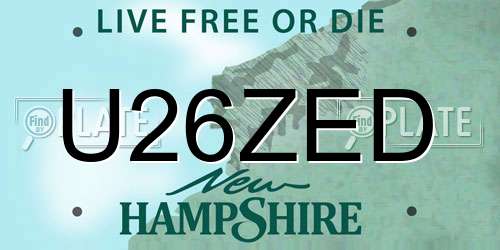 U26ZED New Hampshire License Plate