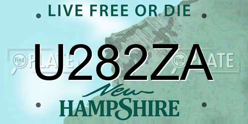 U282ZA New Hampshire License Plate