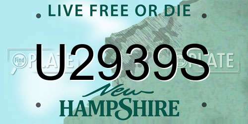 U2939S New Hampshire License Plate