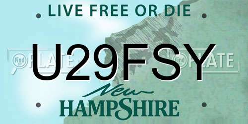 U29FSY New Hampshire License Plate