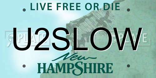 U2SLOW New Hampshire License Plate