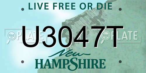 U3047T New Hampshire License Plate