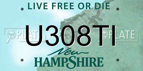 U308TI New Hampshire License Plate