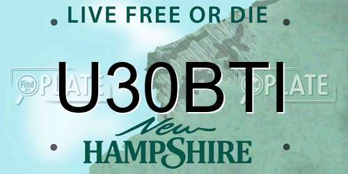 U30BTI New Hampshire License Plate