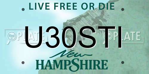 U30STI New Hampshire License Plate