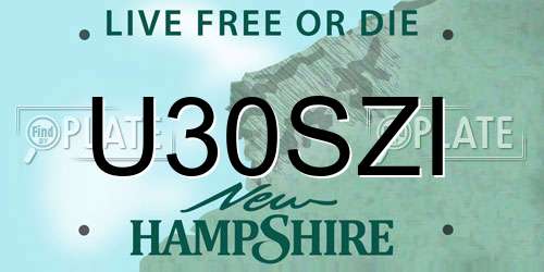 U30SZI New Hampshire License Plate