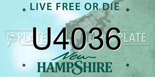 U4036 New Hampshire License Plate