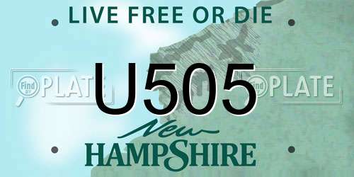 U505 New Hampshire License Plate