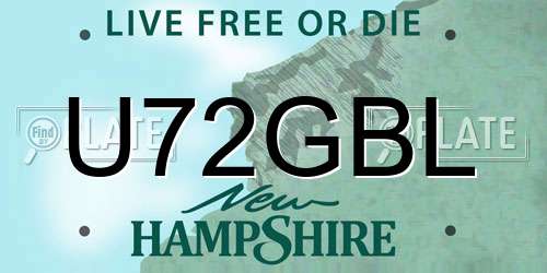 U72GBL New Hampshire License Plate