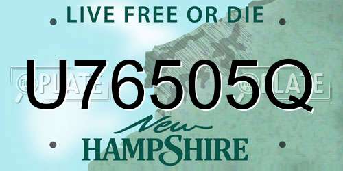 U76505Q New Hampshire License Plate