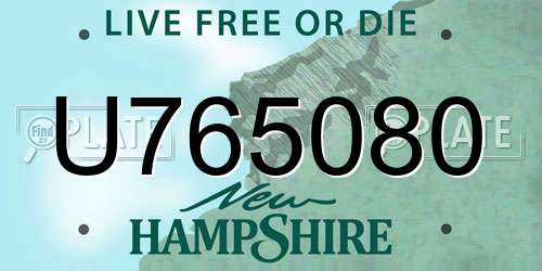 U765080 New Hampshire License Plate