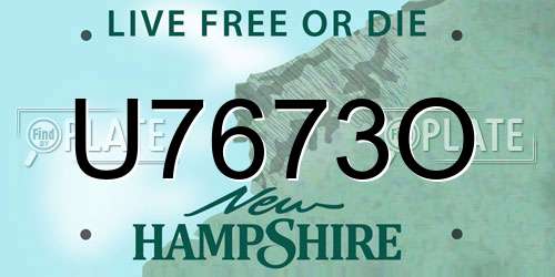 U7673O New Hampshire License Plate