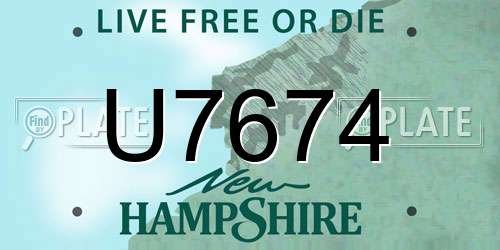 U7674 New Hampshire License Plate