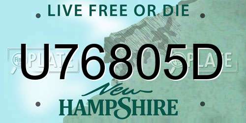 U76805D New Hampshire License Plate
