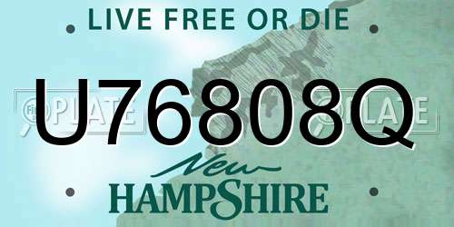 U76808Q New Hampshire License Plate