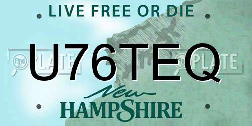 U76TEQ New Hampshire License Plate