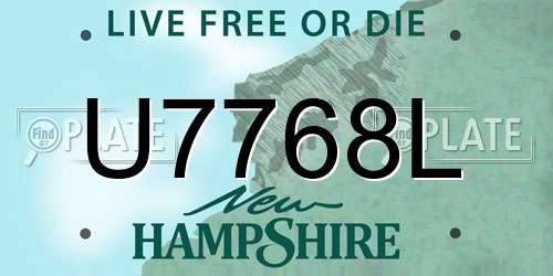 U7768L New Hampshire License Plate