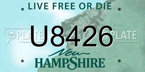U8426 New Hampshire License Plate