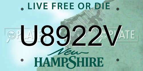 U8922V New Hampshire License Plate