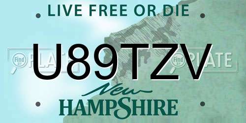 U89TZV New Hampshire License Plate