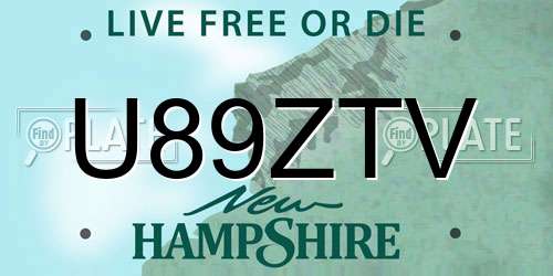 U89ZTV New Hampshire License Plate