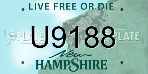 U9188 New Hampshire License Plate