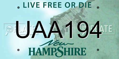 UAA194 New Hampshire License Plate