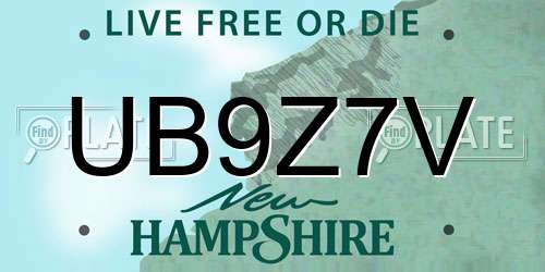 UB9Z7V New Hampshire License Plate