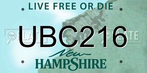 UBC216 New Hampshire License Plate