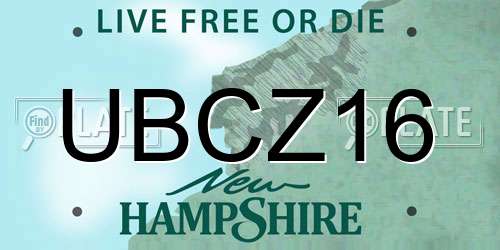 UBCZ16 New Hampshire License Plate