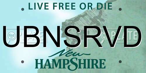 UBNSRVD New Hampshire License Plate