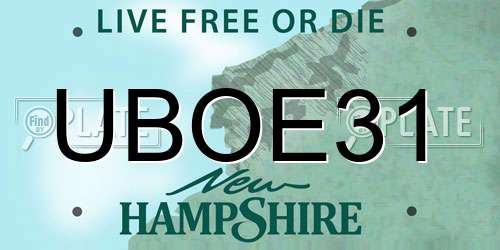 UBOE31 New Hampshire License Plate